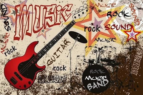 Vlies Fototapete ROTE GITARRE 375 x 250 cm | Vliestapete - Wandtapete inklusive Kleister | PREMIUM VLIES QUALITÄT