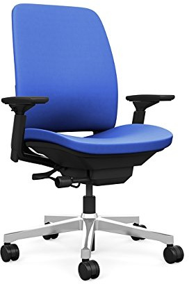 Steelcase Amia Task Chair: Black Frame/Polished Aluminum Base - Armless - Hard Floor Casters