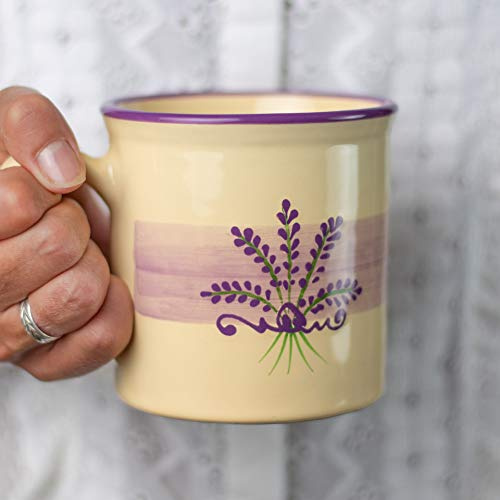 City to Cottage® - Keramik XXL Becher 500 ml | Kaffeebecher | Lavendel Motiv | Handgemacht | Keramik Geschirr | Große Tasse