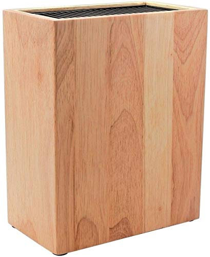 Rockingham Forge Upright Rubberwood Universal Knife Block, 20 Slots for Knives up to 20cm Blade Length, 27cm