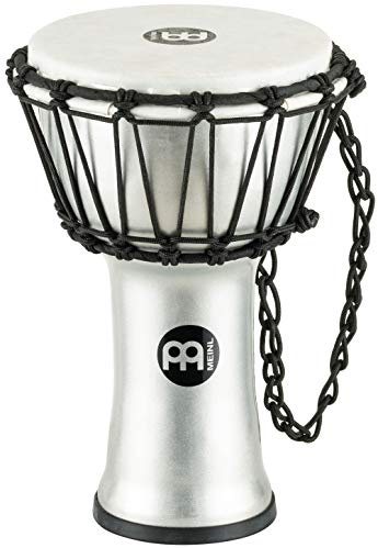 Meinl Percussion Jr. Djembe, Silber (JRD-S) | für drinnen und draußen, Höhe 12,5 Zoll, Durchmesser 7 Zoll, Kunststoff