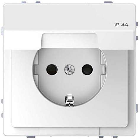Merten MEG2314-6035 SCHUKO-Steckdose mit Klappd., IP44, BRS, Steckklemmen, Lotosweiß, System Design