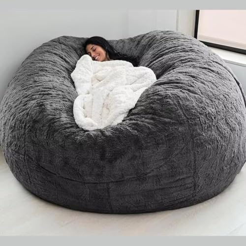DSXH Jättesittsäck överdrag, fluffig sittsäck och för vuxna loungemöbler, fest, tvättbar, päronfåtölj päron soffa överdrag -180 * 65cm/7ft (utan fyllning)