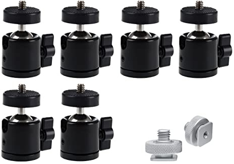Photecs® Mini Stativkopf Kugelkopf Basic V2 mit 3/8 & 1/4-Anschluss, montiert 360° drehbar (6er-Sparset)