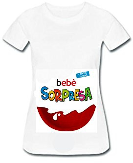 MACEDONIA di MARMO RICCARDO ditta individuale T-Shirt Maglietta Premaman con Stampa Kinder Sorpresa Bebè Neonato neonata Bambino Bambina Idea regaolo per la Donna in Gravidanza