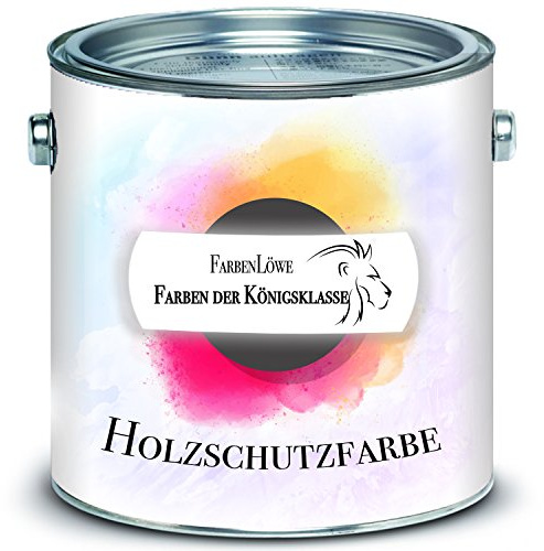 FARBENLÖWE Holzschutzfarbe in seidenmatt - wetterbeständige, hochdeckende & schnelltrocknende Wetterschutzfarbe mit dauerhaftem Langzeitschutz, Holzschutz und Holzpflege in Einem (1 L, Weiß)