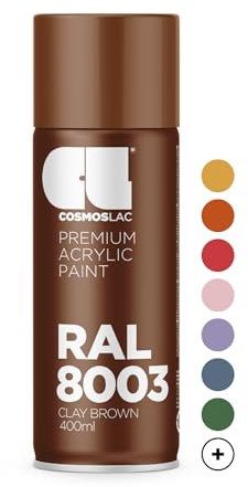 COSMOS LAC Sprühlack braun, glänzend - Spraydosen Sprühfarbe DIY Lack Acryllack Spray Farbspray Sprühdose Lackspray Farbe für Kunststoff, Metall, UVM. (RAL 8003 - lehmbraun)