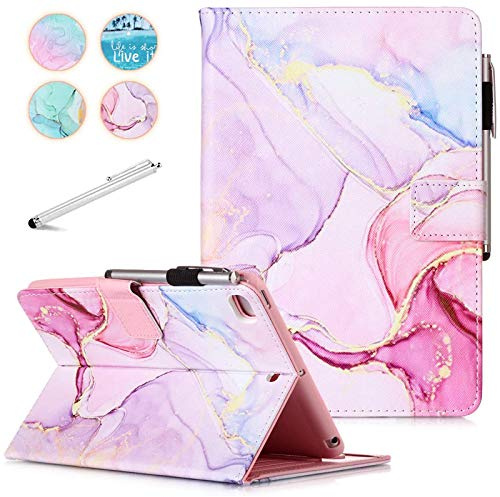 Fancity Hülle Kompatibel mit iPad mini 1 2 3 4 5 (7.9 Zoll 2012-2015 2019) | PU-Leder-Schutzhülle mit Smart Wake/Sleep, Ständer, Kartenfach und Stifthalter Kompatibel mit iPad Mini 7.9, Rosa Marmor
