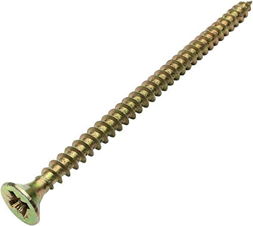 AERZETIX - Uppsättning av 100 – träskruv – Ø3,5 x 60 mm – stål mässingsmetall – räfflat huvud – Pozidriv korsformat fingeravtryck – mässingsfärg – C45160