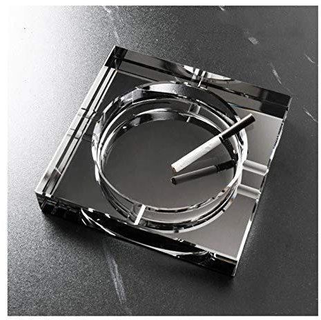 Panalaka Kristallglas Aschenbecher Europäisch Große Kreative Quadratische Zigarre Asche Tablett Raucher Zubehör Wohnzimmer Büro Bar Raucherversorgung (Color : Black, Size : 25cm)
