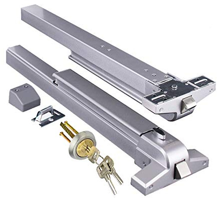 COOLOUS Door Push Bar Panic Exit Device with Exterior Lever Emergency Lock Stainless Steel Commercial Emergency Panic Exit Bar Handle Hardware for Metal Wood Door