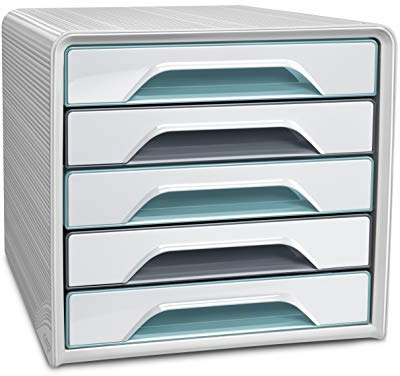 CEP Bloc de classement Module Organisateur 5 tiroirs Rangement documents Bureau Smoove Riviera Vert d'Eau/Gris Orage
