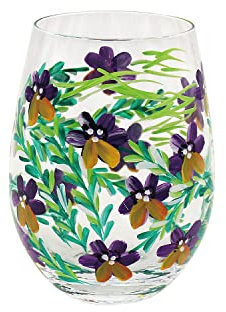 lesser and pavey LP47375 Pansies Design Stemless Glass | Outdoor Gifts Accessory, Multi-Color