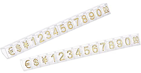 sourcing map 16 uppsättningar justerbara avtagbara minitärningar prismärkning display nummer bokstav prisskylt stativ kit för butik guldton klar 6,3 x 9 mm