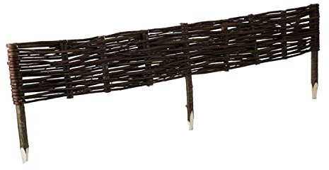 e-wicker24 Set von fünf Korbzäunen für den Garten Naturzaun dekorativer Korbzaun Gartenpalisade Gartendeco Beeteinfassung aus Weide – Weidezaun Beetumrandung Zaun Naturzaun (100)