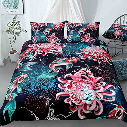 Single Duvet Cover Set Red Rhododendron Bedding for Children Single Duvet Cover with Zipper Closure Soft Hypoallergenic Microfiber Duvet Cover 53.1x 78.7 + 2 Pillowcases 19.7x 29.5
