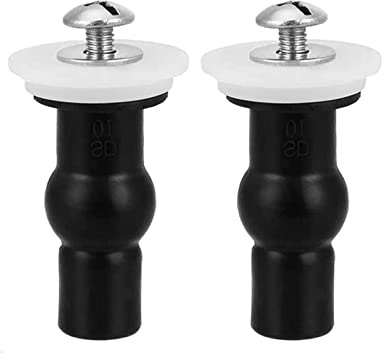 Roontin Toilet Seat Fittings Hinges Screws WC Blind Hole Fitting Nuts Screw Fixings Universal Toilet Lid Seats Replacement Parts Kit, 2 Piece (Black)