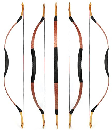 wolfman Traditionelles Bogen Recurvebogen Langbogen Sportbogen Bogenschießen Jagdbogen handgefertigter Holzbogen asiatischer mongolischer Bogen für Erwachsene Teenager Linke rechte Hand(X, 25Lbs)