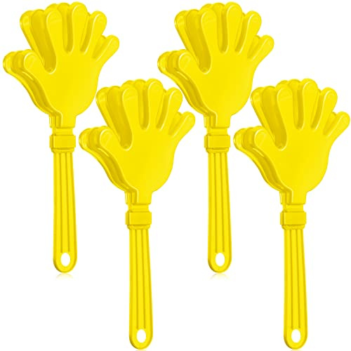 4 Pieces Giant Hand Shaped Clapper 11 Inch Noise Makers Party Favors Large Hand Clappers Noisemakers Noise Makers for Sporting Events Cheers Ball Dance Basketball Football Noisemakers (Yellow)