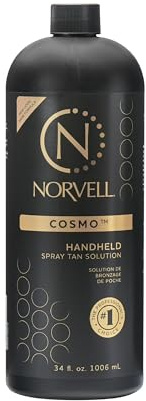 Norvell Spray Tan Solution Cosmo 34 fl oz – Professional Sunless Tanning Formula With a Blend of Warm Brown & Cool Violet Brown Undertones, Long Lasting Handheld Self Tanning Spray