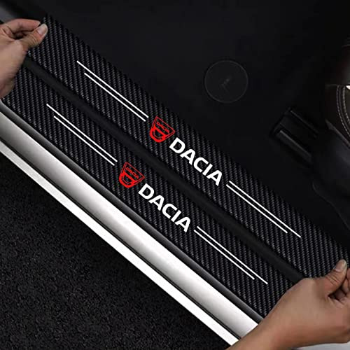 4 Piezas Pegatinas Protector de Umbral de Puerta para Dacia Duster Sandero Spring Logan, Decoración para Estribos de Coche de Fibra de Carbono con Logotipo C