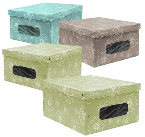 PraTiKo Life Set 4 Scatole Box per Armadio in PVC 50x40 h.25 cm Colori Assortiti Organizzazione Armadio