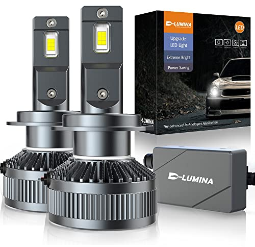 D-Lumina H7 Canbus LED-lampor, 130 W 26 000 LM hög lumen, 500 % ljusstyrka, vit CanBus-kit 6500K med uppgraderad EMC smart styrenhet för bilar och lastbilar, 2-pack