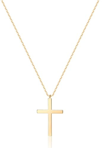 Jenosy Collana Donna in Ottone Placcato Oro 18K con Pendente a Croce Girocollo Donna Collane Gioielli Creativi per Donne Ragazza Regali di Pasqua Charms (Croce J)
