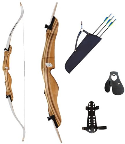 Franks-Castle Bogenset Recurvebogen Set Core White 68 mit Zubehör und Carbonpfeilen 16 lbs