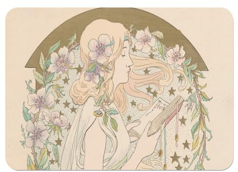 Tischset, weich, Unterseite aus Kork, Deckchen, Jugendstil, Gypsy, Nymphe, elegant, modern, dekorativ, Design Print – großes Format 39,5 x 28,5 cm