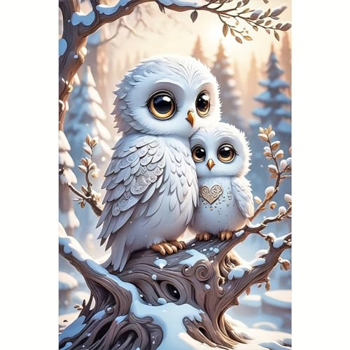 AUNHOKE Diamond Painting Erwachsene, Eule Diamant Malerei Kits | Rund Full Drill Diamond Painting, Diamant Bilder Cross Stickerei Malerei Kits, für Wohnzimmer, Schlafzimmer, Wand Dekoration