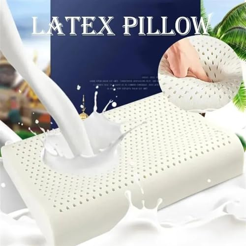 LPHFDCS Latex-NackenstüTzkissen Atmungsaktives Latexkissen, Gummikissenkern for Erwachsene, ergonomisches Design, Schlafhilfe, bequem, weich, Wabenmuster, Nat Latex-Kopfkissen