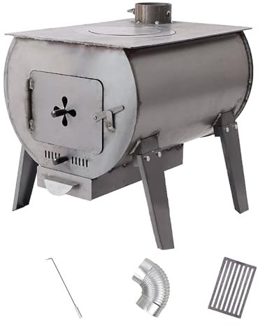 Holzofen für den Außenbereich, Zeltofen aus Kohlenstoffstahl mit Einstellbarer Feuervorrichtung, Tragbarer Holzofen zum Heizen, Kochen, Gartencamping(24x17x21in)