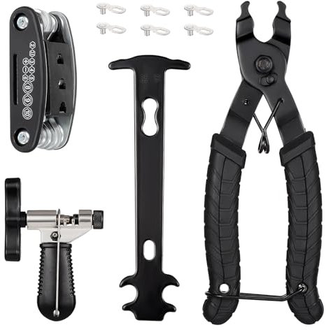 Kyrio Fahrradketten-Reparaturwerkzeug-Set, 16-in-1-Multifunktions-Fahrrad-Reparaturwerkzeug-Set, Fahrrad-Gliederzange, Kettenschneider, Kettenprüfer, fehlende Glieder für Rennrad, Mountainbike,