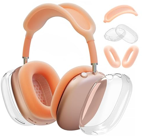 Molosleeve Silikon-Schutzhülle für AirPods Max (2024/2020), transparent, weiche TPU-Ohrmuscheln, Ohrpolster, Kopfbandabdeckung für AirPods Max (USB-C), transparentes Zubehör für Apple AirPods Max,
