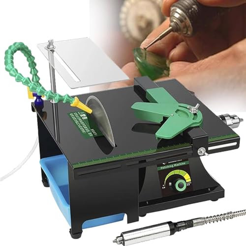Benchtop Gem Polishing Grinding Machine, Gem Rock Buffer-Bench Lathe, Electric Sander Bench Grinder Sanding Polishing, Adjustable Speed Knife Sharpener
