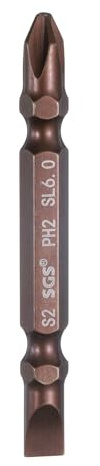 sourcing map Magnetic Double Ended Screwdriver Bit 6mm PH2/SL6 2.56 Length 1/4 Hex Shank S2 Steel Phillips Cross Slotted Flat Screw Driver Bit, Red
