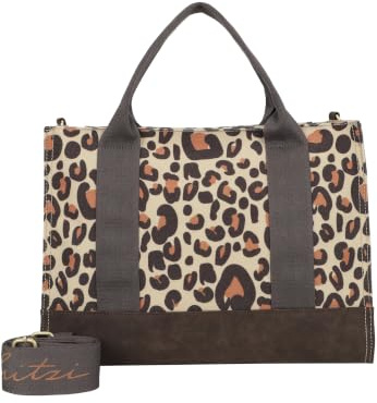 Fritzi Tote Bag Canvas Damen Schultertasche Umhängetasche Freizeit Alltag Reißverschluss Baumwolle 29.5 x 14 x 40 cm, Camel