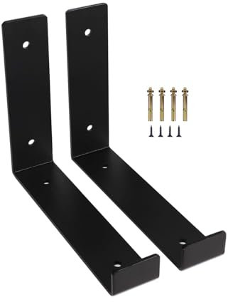 2 Stück Regalwinkel Schwarze Regalhalterung 20 25 30cm Robuste Rechtwinklige Eckhalterung, Winkelträger Robuste Wand Regale, Industrielle Schwimmende Halterung (200mm)