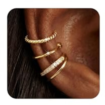 LOLIAS 3 Pieces Ear Cuff Earrings for Women Gold Adjustable Clip On Earrings Fake Earrings Cartilage Helix Wrap Earring Set Fake Piercings Ear Cuffs No Piercing