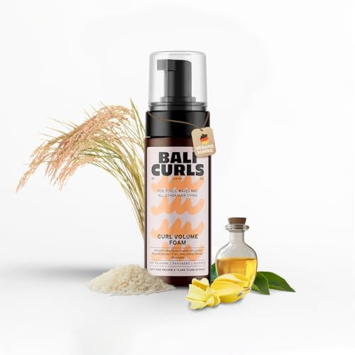 Bali Curl Volume Foam – Mousse per styling con proteine vegetali per volume e tenuta, schiuma per ricci per onde definite, adatto al metodo vegano e curly, senza siliconi, 150 ml