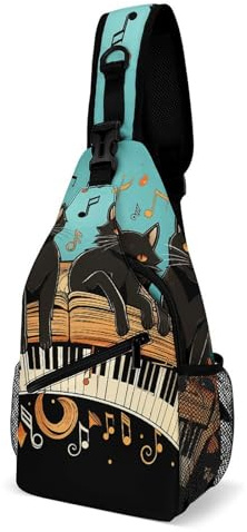FZMVSQH Mochila cruzada con diseño de gatos tumbados en el teclado, con bloqueo RFID, casual, impermeable, ligera, para senderismo, mochila para hombre, bolsa de viaje para mujeres y hombres