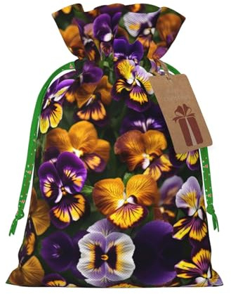 Pansy Perfection Print Reusable Gift Bags,Drawstring Gift Bags For Jewelry And Gifts,For Festive Occasions