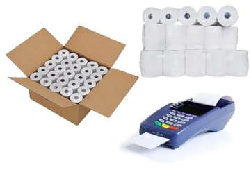 Thermorollen 57mm x 30m – 50 Stück | Ø 12mm Kern | Bonrollen Thermopapier BPA-frei | Kassenrollen für EC-Terminals, SumUp, Bondrucker | Weißes Kassenzettelpapier für Handel & Gastro
