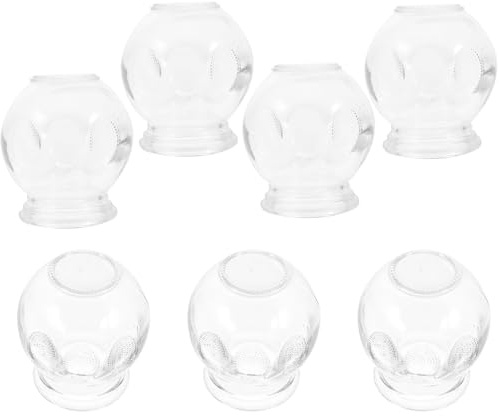 GARVALON Lot de 7 Ventouses en Verre Épais pour Massage Corporel Taille Moyenne Transparentes pour Usage Familial et Ventouses Antidérapantes pour Saponage et Soulagement Musculaire