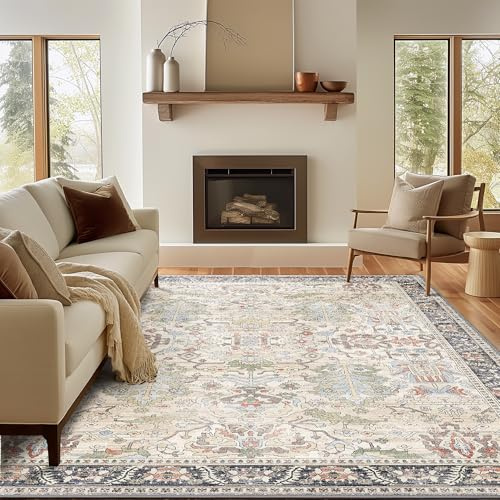 BEIMO Waschbarer Teppich Wohnzimmer Vintage, Boho Teppich Schlafzimmer Groß Orientalisch rutschfest für Badezimmer Esszimmer, 240x300CM Rosé-Zimt