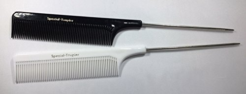 niavida Nadelstielkamm feststehende Nadel gleichmäßige Zahnung ca. 21 cm weiss Nadel-Stielkamm