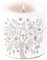 Kerze rund Arbre de vie taupe/violet - Décoration de table pour communion, confirmation et baptême - Diamètre : 7,5 cm - Hauteur : 8 cm