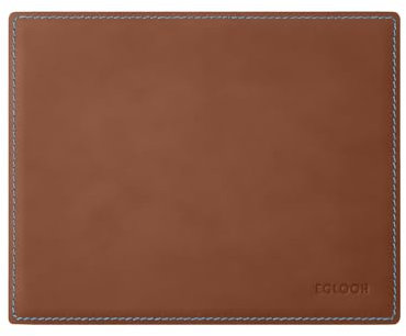 Eglooh - Mercurio Deluxe - Mauspad aus Leder Orange Braun cm 25x20 - Mousepad für Schreibtisch und Büro, Elegante blau Nähte und Rutschfester Boden - Made in Italy