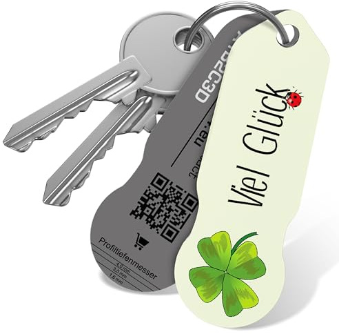 Einkaufswagenlöser „Viel Glück“ – funktionaler Schlüsselanhänger mit Einkaufswagenchip – Glücksbringer Schlüsselanhänger Einkaufschip mit 1 Jahr Fundservice – 100% sicher